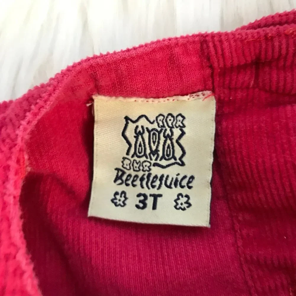 Beetlejuice Floral Ruffle Corduroy Red Toddler Dress Size 3T